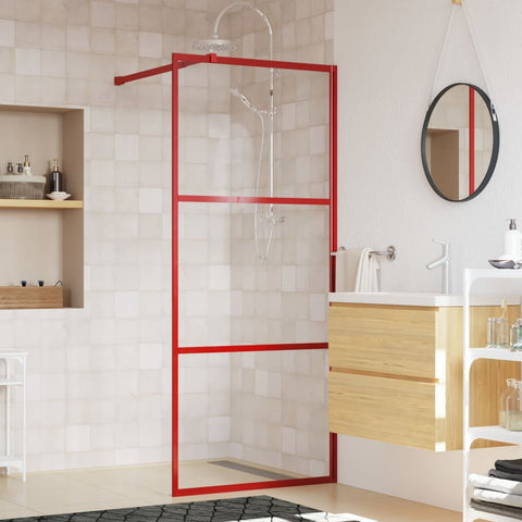 Walk-in Shower Wall with Clear ESG Glass Red 80x195 cm 154934