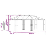 Gazebo Frame 6 x 3 m Black Steel 3376006