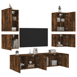 ZNTS 6 Piece TV Wall Units Smoked Oak Engineered Wood 3216475