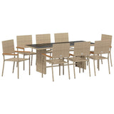 Garden Dining Set 9 pcs Beige Poly Rattan 3365429