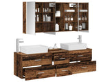 Bathroom Furniture Set 4 pcs Old Wood Engineered Wood and Glass 3406869