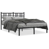 Metal Bed Frame without Mattress with Headboard Black 135x190cm 376323