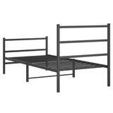Metal Bed Frame without Mattress with Footboard Black 90x200cm 355376