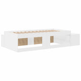 Storage Bed Frame with Storage White 90 cm Engineered Wood 3335565