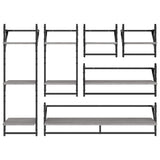 ZNTS 6 Piece Wall Shelf Set with Bars Grey Sonoma Engineered Wood 836271