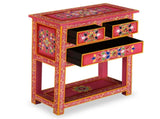 Sideboard with Drawers Solid Mango Wood Pink Hand Painted 244841