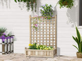 Garden Planters with Trellis for Climbing Vines, Wood Raised Beds for Garden, Flower Pot, Indoor T3398P320084