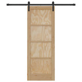 Sliding Door Natural and Black 73.5 x 198.5 cm Solid Pine Wood 3333158