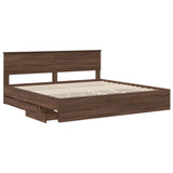 Bed Frame with Drawer Brown Oak 200 x 200 cm Engineer Wood 3410678