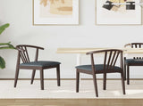 Dining Chair 2 pcs Light Brown and Black Solid Rubberwood 42020394