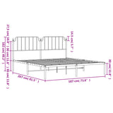 Metal Bed Frame without Mattress with Headboard White 180x200cm 373940