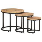 ZNTS Side Tables 3 pcs Rough Mango Wood 320686