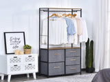 Chest of Drawers with Coat rack Steel Frame 5 Drawers Bedroom Hallway Home Furniture Black Brown T3398P343295