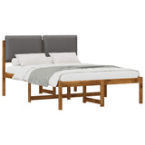 Bed Frame with Upholstered Headboard Natural and Light Grey 3425329