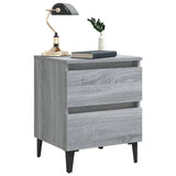 Bed Cabinet with Metal Legs Grey Sonoma 40x35x50 cm 813130