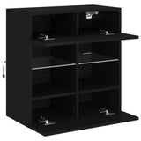 TV Wall Cabinet with LED Lights Black 58.5x30x60.5 cm 837093
