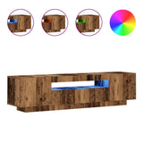 TV Cabinet with LED Lights Old Wood 160x35x40 cm Engineered Wood 856359