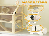 Wooden Hamster Cage with Detachable 32cm Deep Bottom, Hut, Seesaw, Exercise Wheel, Ramp, 60 x 40 x T3398P350109