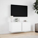 TV Wall Cabinet with LED Lights White 80x31x35 cm 852257