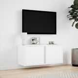 ZNTS TV Wall Cabinet with LED Lights White 80x31x35 cm 852257