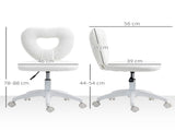 Armless Heart Computer Desk Chair, Teddy Fleece Swivel Office Chair, Makeup Vanity Chair with Height T3398P344662