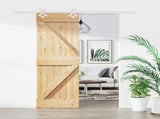 Sliding Door Natural and White 70 x 210 cm Solid Pine Wood 3445095