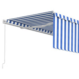 Manual Retractable Awning with Blind 4.5x3m Blue&White 3069316