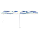 Freestanding Manual Retractable Awning 500x300 cm Blue/White 3069576