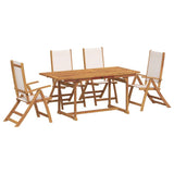 5 Piece Garden Dining Set Solid Wood Acacia and Textilene 3279282