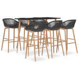 7 Piece Bar Set Black and Grey 3057478