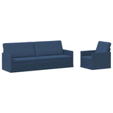 Sofa Set 2 pcs Blue Fabric 3433184