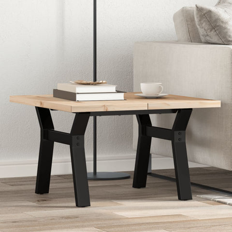ZNTS Coffee Table Y-Frame 60x60x40.5 cm Solid Wood Pine and Steel 3282770