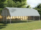 Dog Cage with Roof and Door Silver Galvanised Steel 3294909
