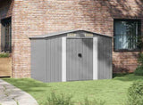 Garden Storage Shed Grey Metal 204x132x186 cm 42983