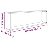 Wall Cube Shelves 4 pcs Grey Sonoma 100x15x30 cm Engineered Wood 815910