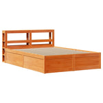 ZNTS Bed Frame with Headboard Wax Brown 150x200 cm King Size Solid Wood Pine 3306341