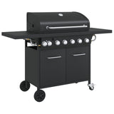 Gas BBQ Grill with 7 Burners Black Powder-coated Steel 3214254