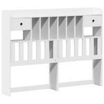 ZNTS Bookcase Bed without Mattress White 150x200 cm King Size Solid Wood Pine 3322695