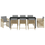 Garden Dining Set 9 pcs Beige Poly Rattan 3380796