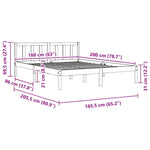 810093 Bed Frame without Mattress White Solid Wood 160x200 cm