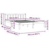 810093 Bed Frame without Mattress White Solid Wood 160x200 cm