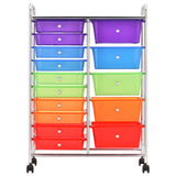 XXL 15-Drawer Mobile Storage Trolley Multicolour Plastic 320410