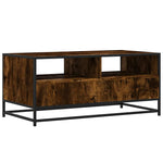 ZNTS Coffee Table Smoked Oak 100x50x45 cm Engineered Wood and Metal 848786