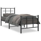 Metal Bed Frame without Mattress with Footboard Black 75x190cm 355569