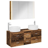 Bathroom Furniture Set 4 pcs Old Wood Engineered Wood and Glass 3407109