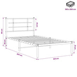 Bed Frame Black Powder-Coated Steel Single Modern Bed Frame 355556