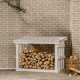 Firewood Rack White 108x64.5x77 cm Solid Wood Pine 822433