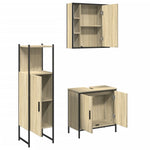 ZNTS 3 Piece Bathroom Cabinet Set Sonoma Oak Engineered Wood 3214761