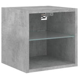 4 Piece TV Wall Units with LED Concrete Grey Engineered Wood 3216714