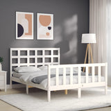 Bed Frame without Mattress White Small Double Solid Wood Pine 3192072
